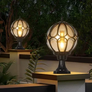Aluminum Column Lamp Outdoor Wall Garden Villa Door Spherical Gate Courtyard Waterproof LED European Style 220V