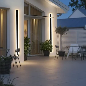 Aluminum Exterior Linear Strip Wall Lamps Garden Sconce 7W-48W Long LED Wall Light Waterproof IP65 Polycarbonate Warm White