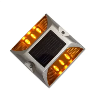 Aluminum IP68 Waterproof Solar-Powered Prismatic Reflective Road Stud LED Lights with Steady-On and Flashing Modes, CE RoHS