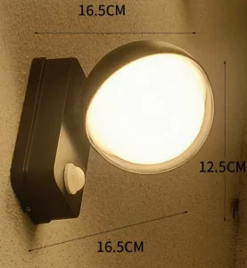 Aluminum Outdoor Waterproof Wall Lamp Urban Style Human Body Sensing 360 Degree Rotating Dimmable LED Wall Lamp