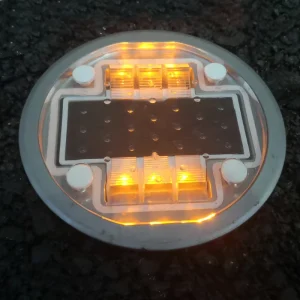 Aluminum Plastic 6 Pcs Yellow Solar Cat Eye Highway Garden Roadside Solar LED Road Stud Flashing Lights