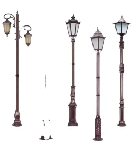 Aluminum Street Lighting Pole Antique Lamp Post Outdoor Garden Decorative Light Pole