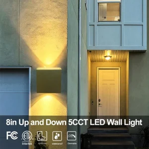 Aluminum Up Down Lighting 25W Ra90 COB IP65 Waterproof Outdoor Square LED Wall Light for Hotel Pool