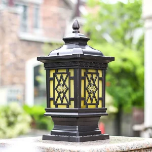 American European Style LED Outdoor Aluminum Glass Garden Column Pillar Light for Villa Gate Post