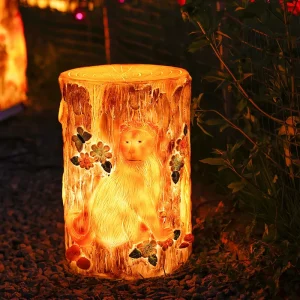 Animal Design Monkey Zodiac Waterproof Solar LED Garden Resin Stump Lawn Light