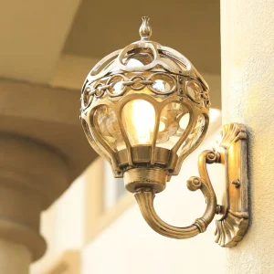 Antique Aluminum Outdoor Ball Wall Lantern Garden Wall Mounted Exterior Lighting Waterproof LED Wall Lamp