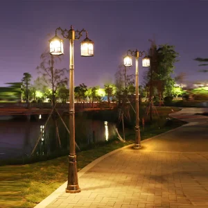Antique Design Garden Decorative Aluminum Landscape Solar Street Light Yard Outdoor Waterproof Road Lighting