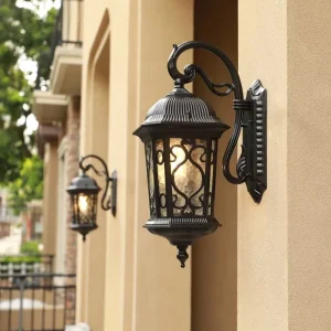 Antique Die Cast Aluminum Modern Outdoor Wall Lantern Garden Waterproof IP65 Fancy LED Light 2700K Warm White