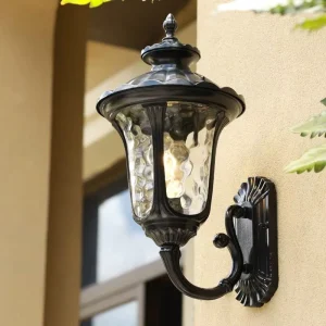 Antique Gold Garden Landscape Wall Lamp Outdoor European IP65 Waterproof Vintage Exterior LED Aluminum Wall Mounted Lantern