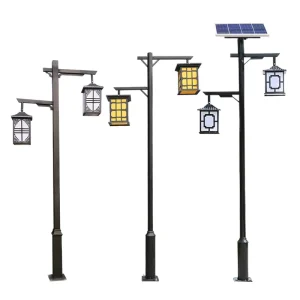 Antique Solar LED Courtyard Lamp Outdoor 3/3.5/4m Square Community Park Villa Chinese Style Waterproof Landscape Road Lamp