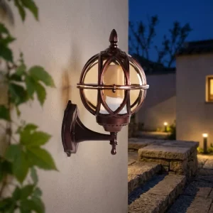 Antirust Aluminum Waterproof Vintage Outdoor Round Ball Garden Wall Lamp IP44 Lantern Wall Light Sconce