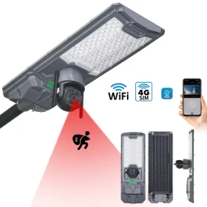 App Control CCTV WIFI 300W 500W LED Solar Street Light 4G Integrated with CCTV Camera Outdoor