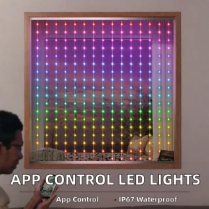 App Control Programmable IP67 400 LED Curtain Lights Set Indoor Outdoor Patio DIY Text LED Pixels String Lights