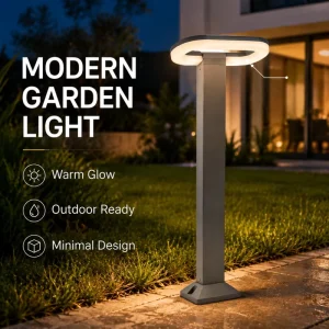Architectural Garden Light Modern Outdoor Accent LED Bollard Lamp 18W Aluminum Pathway Pedestrian Walkway Decorative Yard Light