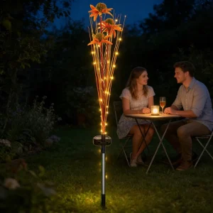 Artificial Flowers LED Solar Lights Small Waterproof Outdoor Garden Decorative Pathway Warm White High Brightness 360 Beam