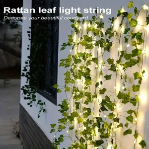 Artificial Ivy Leaf String Lights Battery Operated Green Vines Fairy Lights for Wall Bedroom Garden Decor