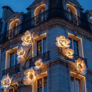 Artificial Waterproof Flower Shape Wall Lights Outdoor Landscape Decoration Led Lighting for Building Exterior