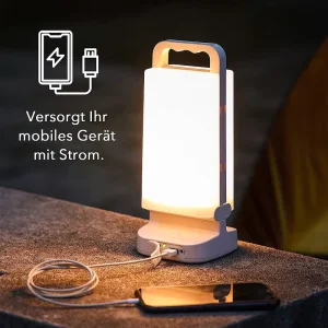 Au Silver ABS IP65 Solar LED Portable Touch-Control Rechargeable Lamp for Indoor, Outdoor, Garden, Emergency, and Camping Use