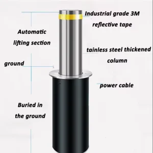 Automatic Stainless Steel K8 Hydraulic Rising Bollard with IP68 Outdoor Waterproof Rating
