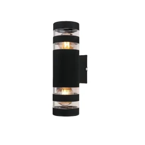 Bamboo Inspired Cylinder Outdoor Wall Light with GU10 E27 Socket Polycarbonate Diffuser Waterproof Matt Black Finish