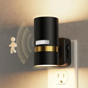 Bathroom Black Motion Sensor LED Nightlight Plug Into Wall Dimmable Motion Sensor Night Lights For Hallway Stairs Adults