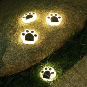 Bear Paw Print Lights Solar Garden Light Bear Dog Cat Animal Foot Waterproof Solar Landscape Light for Garden Pathway Outdoor