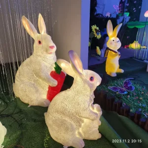 Big Size Rabbit Lamp Outdoor Landscape Luminous Sculpture Rabbit Shape Resin Fiberglass Park Garden Holiday Decoration Lighting