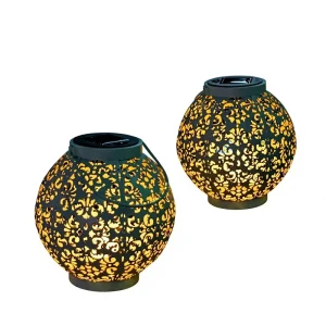 Birthday Gifts Women Mom Grandma Iron Solar Lanterns 2 Pack Outdoor Waterproof Garden Lights Outdoor Garden Decor