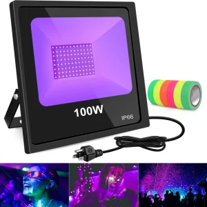 Black 100W/150W UV LED Wall Washer Light with Plug Switch for Stage and Club Lighting