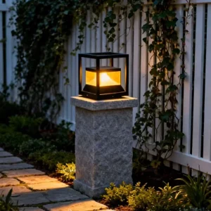 Black Framed Outdoor Garden Post Light, Top-Mounted Pillar Lamp, IP65 Waterproof, Villa Courtyard