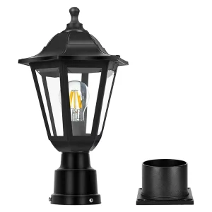 Black Gate Light Pillar Outdoor Exterior Vintage Wall and Pillar Lights Aluminum Garden Lights Waterproof Outdoor Wall Lamps