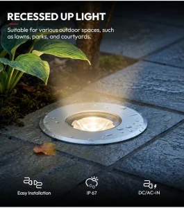 Black Grey 3000K 5000K Round LED Inground Light for Garden Patio Pathway Driveway Landscape