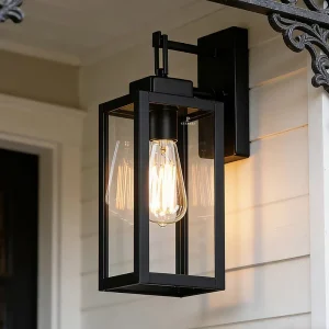 Black Outdoor Rectangular Retro Design Iron-sealed Doorway Decorative Wall Lamp Outdoor Sconce