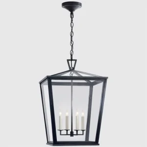 Black Outdoor Waterproof Cage Lantern LED Metal Pendant Light