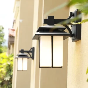 Black Roman Aluminum Sconce Outdoor LED Wall Light for Garden and Courtyard Waterproof Warm White