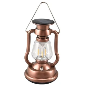 Black Solar-Powered Hand-Cranked LED Camping Lantern Antique-Style Vintage Garden Outdoor Tent Light Portable