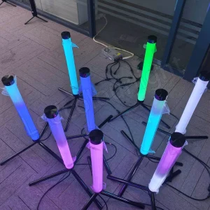 Black and Milky White Tripod Mount Addressable 360 Viewing DMX Control RGB LED Pixel Stage Light Tube