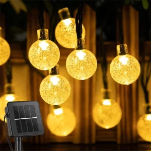 Bubble Crystal Ball Solar LED String Lights Waterproof IP65 Rated 6.5M Length Valentine Holiday Decor Ra90 Color Rendering