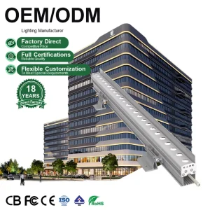 Building Facade IP66 18W/24W LED Linear Wall Washer Light Aluminum Single Color Hotel Lighting