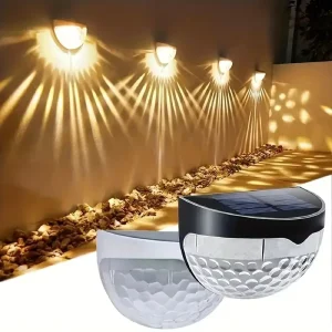 Built in Battery Solar Wall Light Outdoor Waterproof Hemispherical Design for Garden Fence Wall Mounted Exterior Lamp