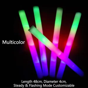 Bulk LED Glow in the Dark Foam Stick RGB Color Changing Light up Cheer Tube with Custom Logo for Sports Game Rally Promotion
