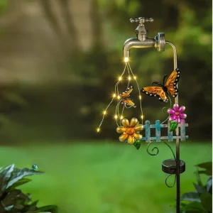 Butterfly Bee Hummingbird Faucet Flashing Solar Stake Lights Pathway Lawn Patio Garden Decor