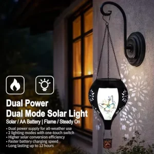 Butterfly Hot Air Balloon Solar Lantern Flickering Flame Hanging Light Waterproof Outdoor Garden Trees Yard Patio Porch Ornament