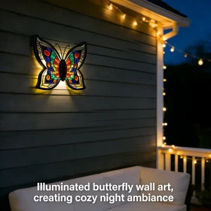 Butterfly Hummingbird Home Decoration Metal 3d Butterfly Wall Decoration Butterfly Glass Solar Light