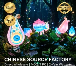 CAIQI Electric Glowing Alien Flower 3D Printed Luminous Waterproof IP65 LED Plant Lamp Outdoor Garden Landscape Decoration