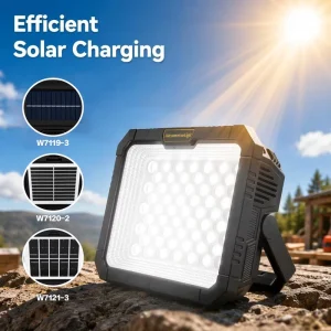 CE 420LM Solar Rechargeable LED Work Light Type-C Portable Magnetic Camping Flood Lamp with Red Blue Strobe