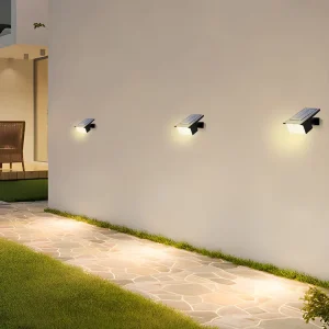 CE Certified 2 in 1 Waterproof Solar LED Garden Pillar Light Wall Lamp for Outdoor Garden Landscape Pathway Yard Lawn Gate Lane