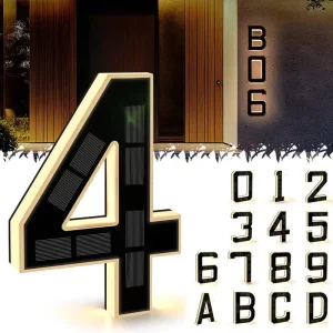 CE Certified Solar Illuminated House Numbers Light IP65 Waterproof LED Address Plaque with Auto Night Sensor for Outside Home