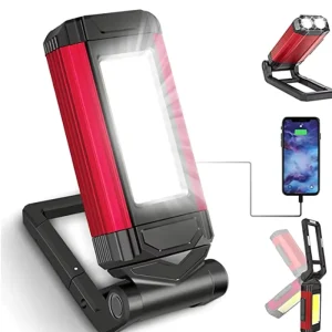COB Flood Work Light 360 Rotating Rechargeable Camping Flashlight 7Level Dimming Outdoor Waterproof Emergency Red Warning Light