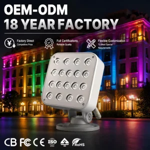 COB LED Flood 36x2W RGBW 4 in 1 IP66 AC Warm White High CRI 90 Energy Star Outdoor Architectural Wall Washer Building Facade